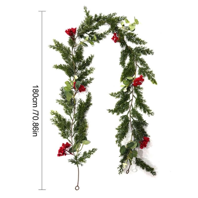 Elegant Plastic Christmas Berries Money Leaf Garlands Reusable Pine Vine Ornament Festival Indoor Decoration