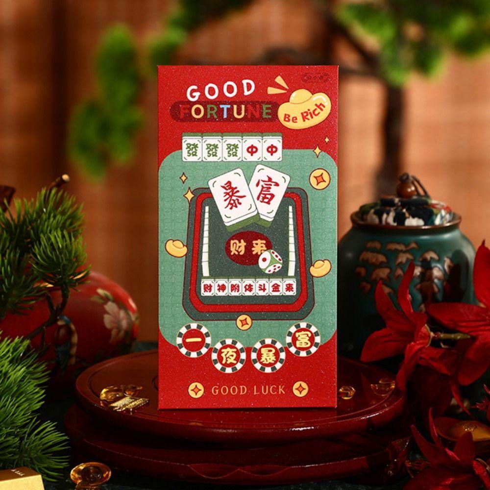 6pcs/set Cartoon Fortune Red Envelope Chinese Style Blessing Hongbao  Lunar New Year