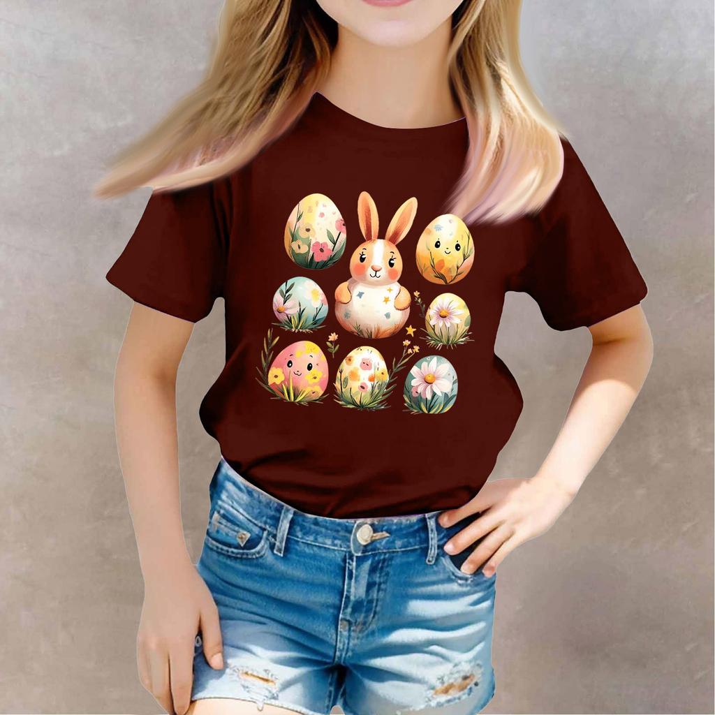 პატარა გოგონას ბიჭის მაისურები საბავშვო ტოპი ბიჭებისთვის და გოგონებისთვის პრინტიანი მოკლემკლავიანი მაისური