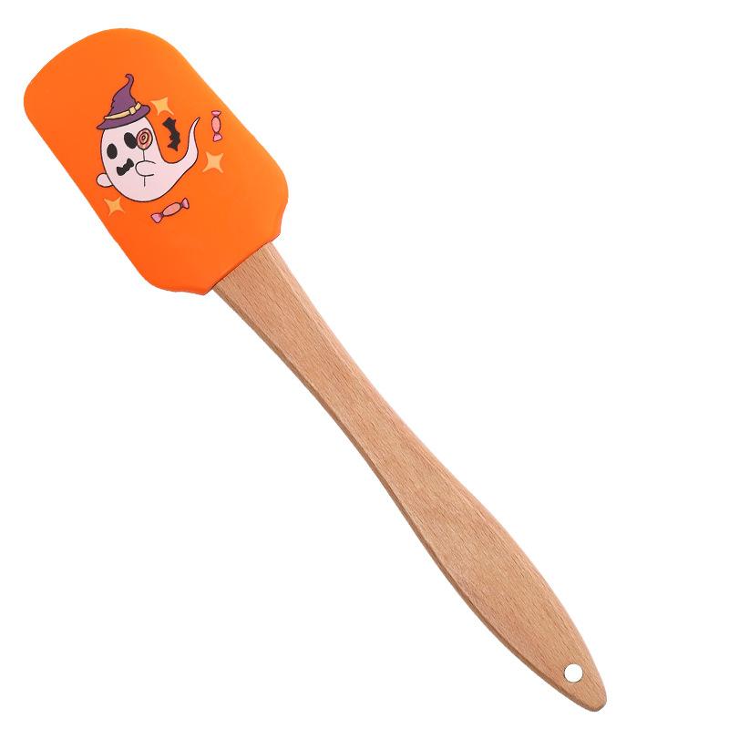 

Halloween Silicone Baking Spatula Non-Stick Cream Scraper with Wooden Handle Heat Resistant Kitchen Tool for Cooking and Mixing