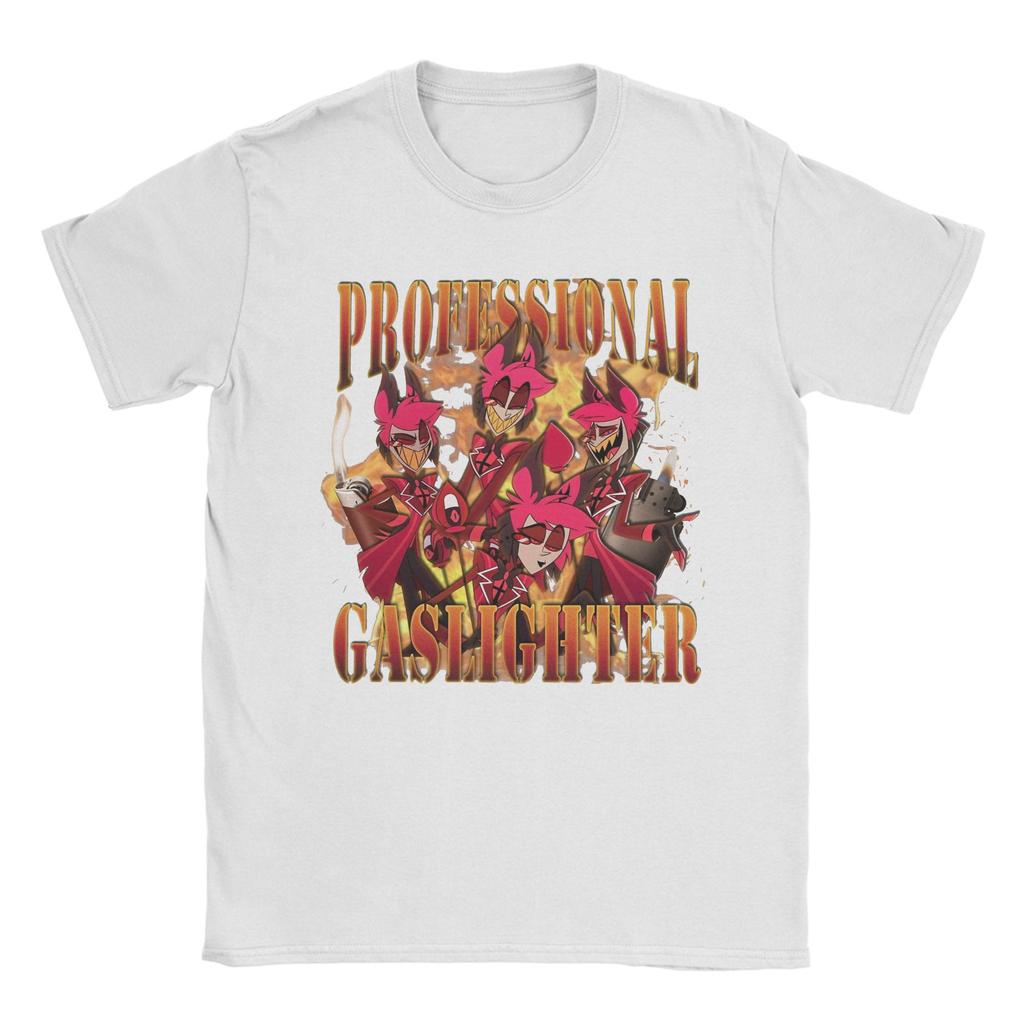 Alastor Professioneller Gaslighter Hazbins Hotels Herren T-Shirts Tees Kurzarm Rundhals T-Shirts Reine Baumwolle Einzigartige Kleidung