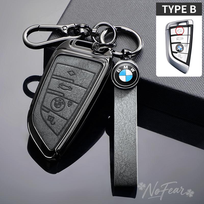 BBKU7 Leather Car Key Case Protective Shell for BMW X1 X3 X5 X6 X7 1 3 5 6 7 Series G20 G30 G11 F15 F16 G01 G02 F48 Car stickers