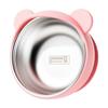 Yousheng Bear Silicone Baby Bowl, Stainless Steel Toddler Bowl with Strong Suction Base, Non Slip Anti Spill Training Bowl for Kids