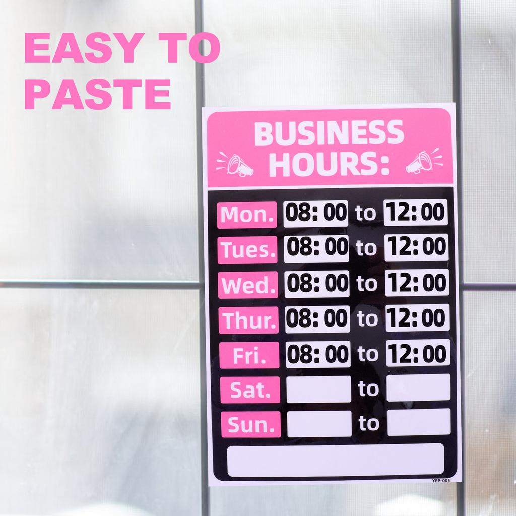 2Pcs Business Hours Stickers PVC Waterproof Self Adhesive Opening Closing Store Signs for Restaurants Shops Bars Coffee Cafes
