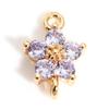 2 Piece Flower Brass Connectors Charms Pendants For DIY Jewelry Making 18K Real Gold Plated Multicolour Cubic Zirconia 12mmx8mm