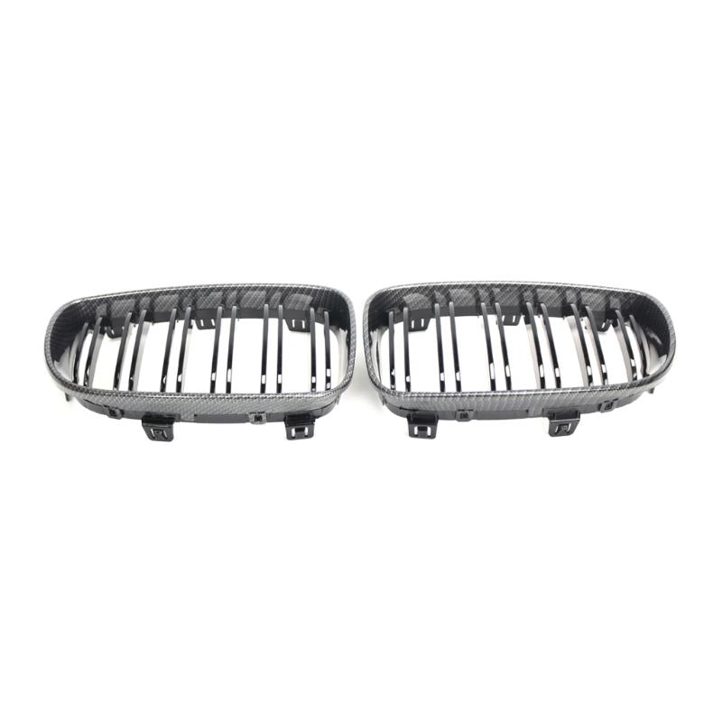 1 Pair Front Kidney Grille for   2019 51137166439 Gloss- Black Double-Line Left Right Front Grills Frame Trim