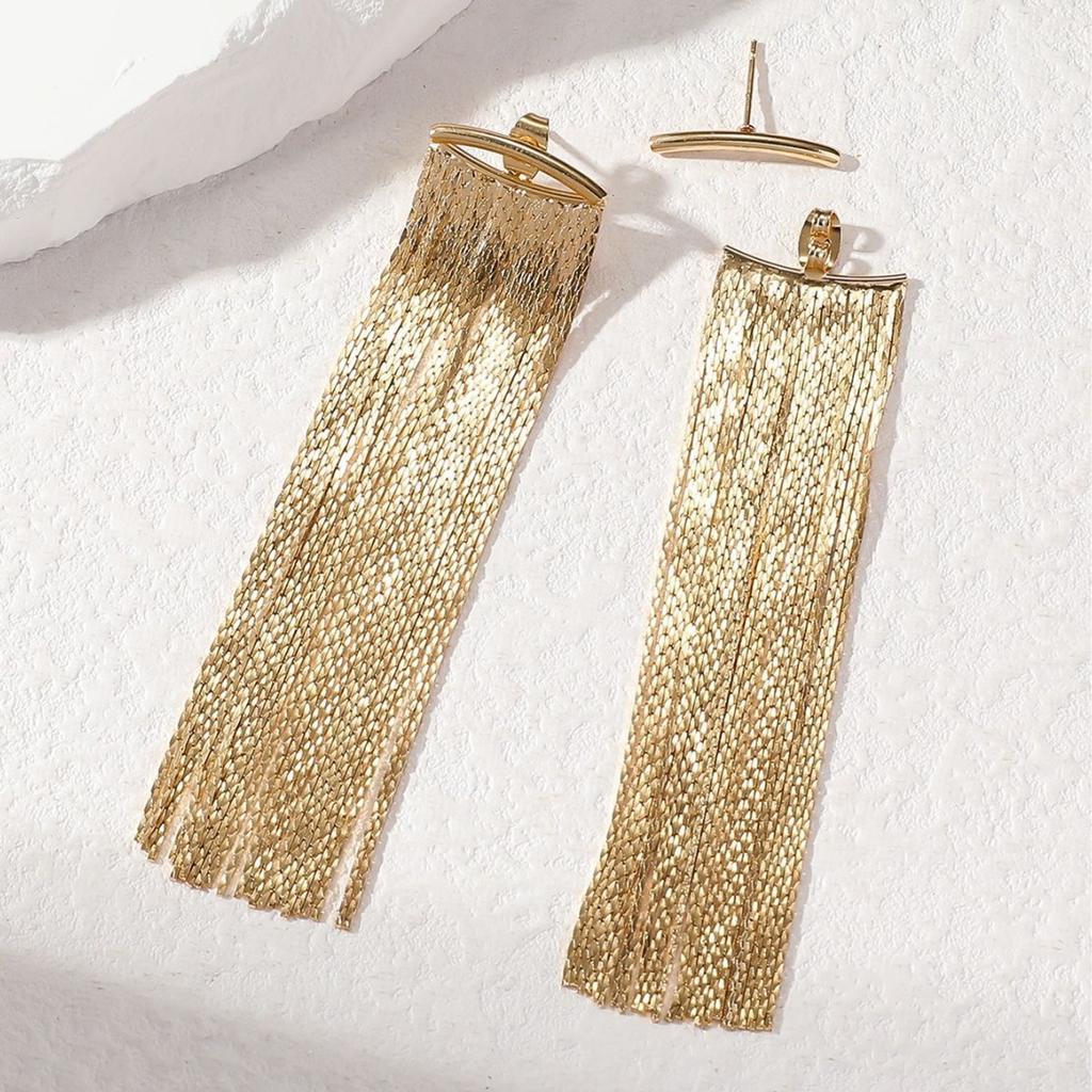 1 Paar Metall Lange Quastenohrringe Einzigartige Persönlichkeit Mode High-End Nische Trend Design Ohrringe für Damen