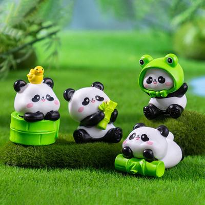 6 ks Mini Panda Figurky Ozdoby Panda na Palubní Desku Auta Miniaturní Zvířecí Ozdoby pro DIY Řemesla Mikro-Krajiny Pohádková Zahrada