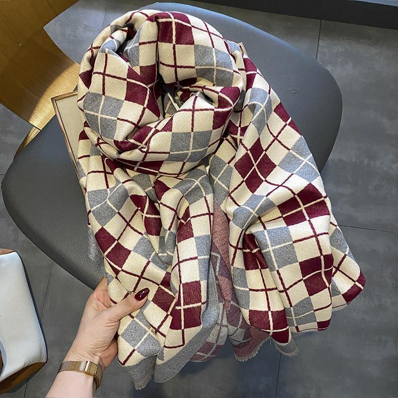 Imitation cashmere scarf women's autumn and winter new Tianzige thickened warm dual-purpose scarf shawl