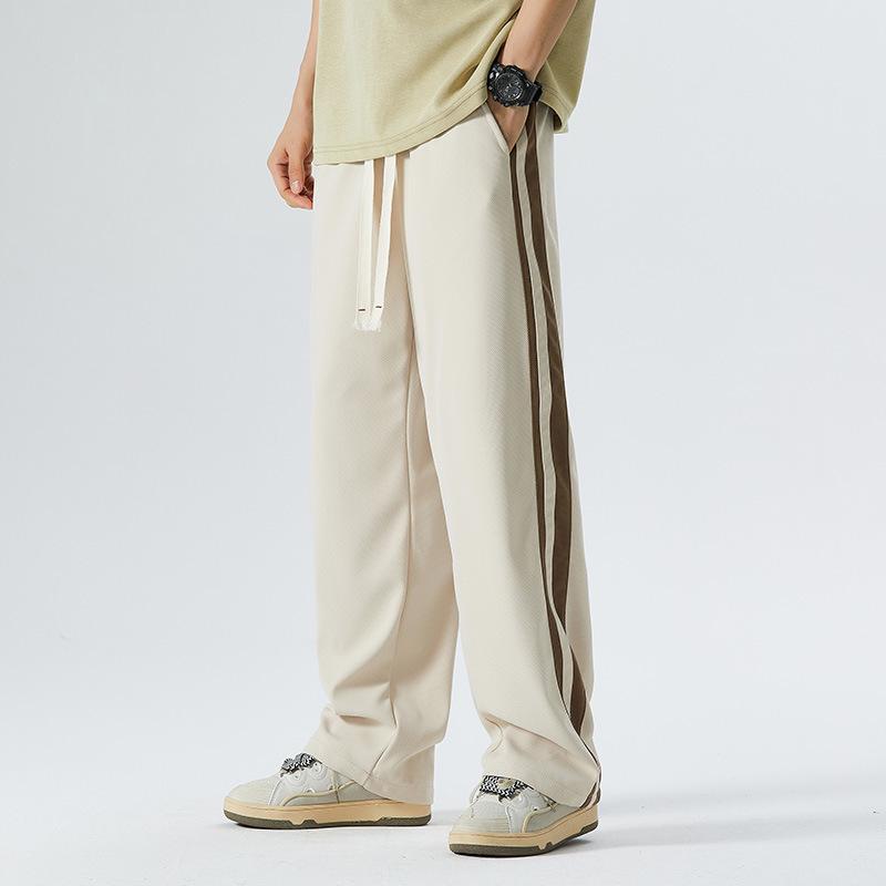 

Мужские летние повседневные брюки с полосками и строчкой M хаки