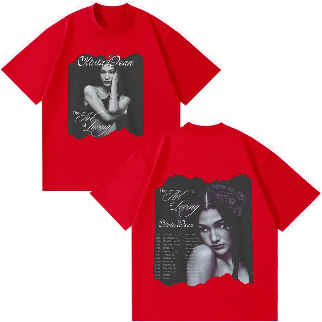Olivia Dean Art Of Loving Tour 2026 Graphic Tshirt Unisex Unisex Vintage Tshirts Summer Shortsleeved Loose Casual Cotton Tshirts