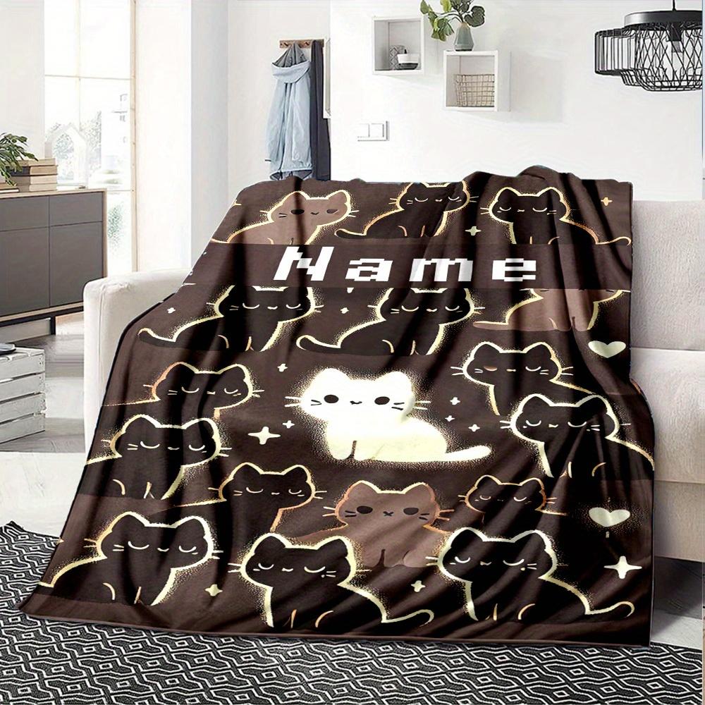 Cute Cat With Roses Home Customization Blankets Soft Cozy Lightweight Allseason Multipurpose Blanket For Picnics Sofas Offices Beds Living Rooms