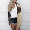 Women's Fashion Loose Casual Pocket Flower Print Long Sleeve Cardigan Jacket Tops