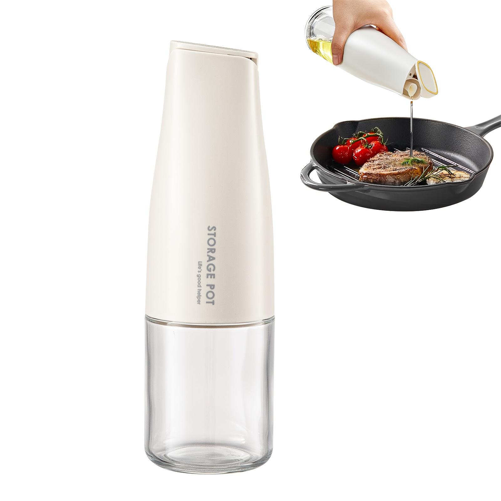 

1 шт. Автоматическая бутылка для оливкового масла с носиком, 500 мл Стеклянный кухонный диспенсер для масла, уксуса, соевого соуса, Прозрачный с цветными этикетками, белый