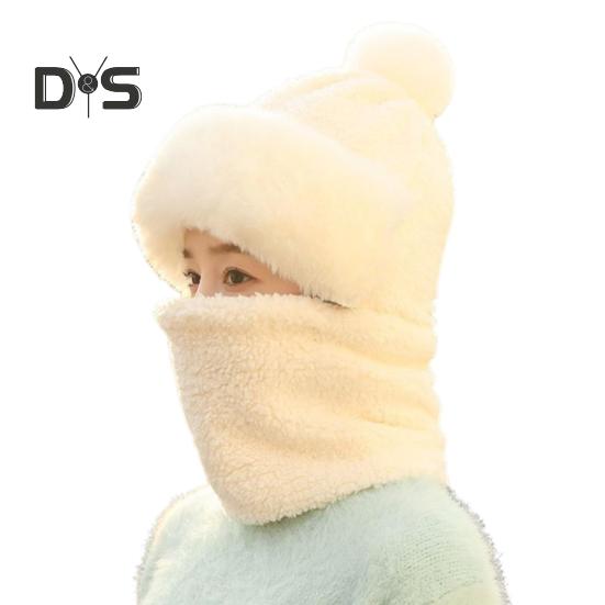 

Женская зимняя шапка со встроенным шарфом, защищающая от холода, спереди, толстый плюш, теплая, полная защита, для езды на велосипеде и путешествий в холодную погоду