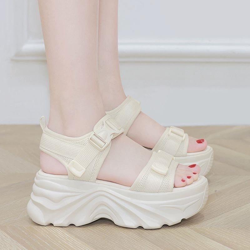 

Летние женские сандалии удобные и универсальные мягкие нескользящие сандалии из бисквита на толстой подошве спортивные пляжные сандалии 34EU/CN35 бежевый