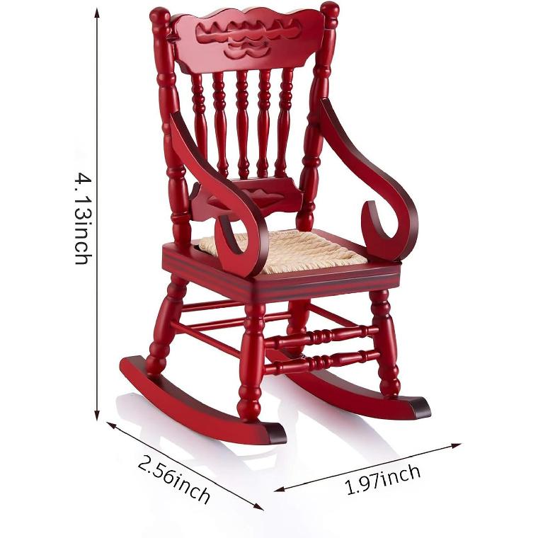 Sumind 2 Pieces Doll House Wooden Chairs 1:12 Christmas Dollhouse Accessories Mini Wooden Rocking Chairs Model for Dollhouse Accessories Furniture
