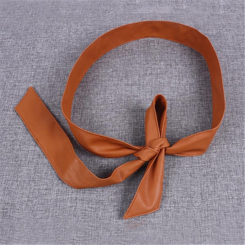 Womens PU Faux Leather Overcoat Waist Belt Solid Color Jackets Wide Waistband for Fashion Women