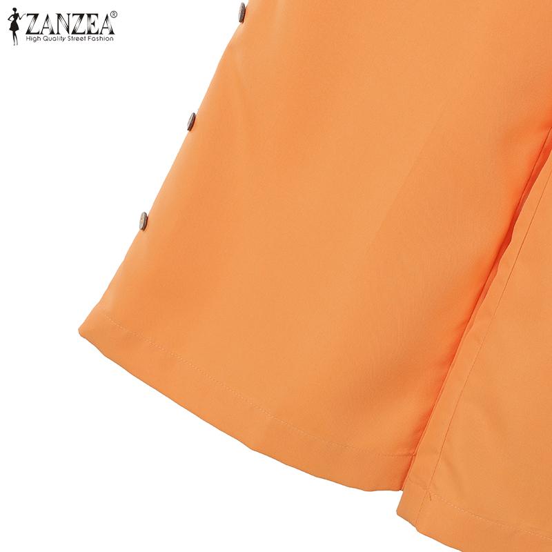 ZANZEA Bluză și pantaloni cu mâneci scurte pentru femei Seturi de costume din două piese de vară