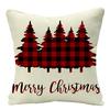Christmas Plaid Linen Pillowcase Festive Home Decoration Gift Sofa Pillow Cushion Cover