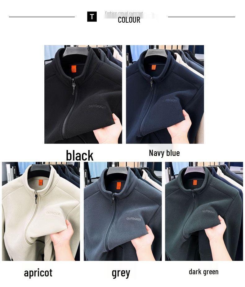 Men's 2025 Autumn/Winter Fleece Stand Collar Hoodie - Thick, Warm, and Casual Zipper Cardigan Outerwear.