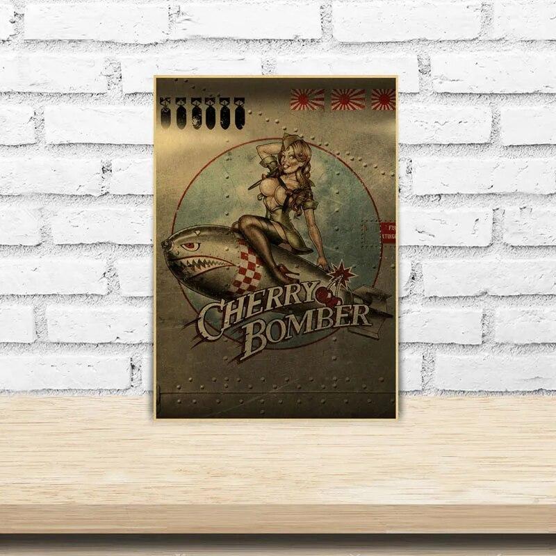 Vintage Pin Up Girl Poster Kraft Paper Posters and Prints Home Decor Painting Bar Cafe Hotel Living Room Decoration Wall Sticker