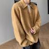 Unisex Podzimní-Zimní Retro Svetr s V-výstřihem - Měkký, Volný Střih s Spuštěnými Rameny