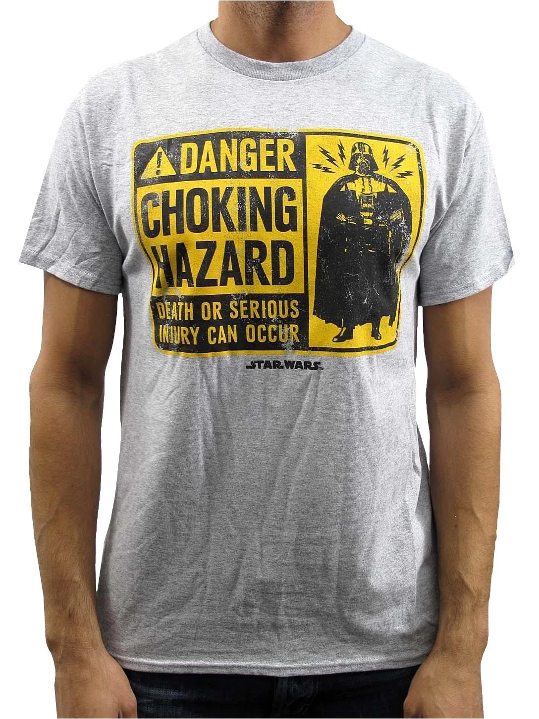 Star Wars Danger Choking Hazard Vader Grey Heather Men s T-Shirt New XXXXL