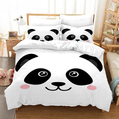Set da letto Panda Cinese Cartone Animato Morbida Microfibra Matrimoniale Queen King Singolo Copripiumino Decorazione Camera Bambini Ragazze Bianco