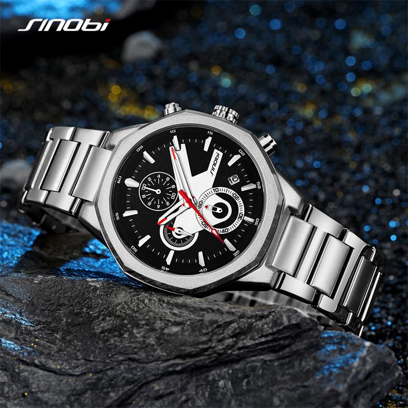 SINOBI Design nou Ceasuri cu calendar pentru bărbați Stiluri de modă Ceasuri de mână cu quartz pentru bărbați Cronograf original Cadouri pentru bărbați Ceas