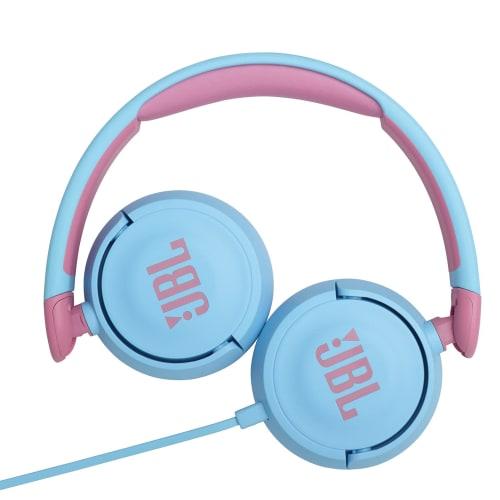 JBL JR310 Kids' Headphones with Volume Control, Customizable Stickers, and Remote Control/Mic, Light Blue/Pink, 2021 Model JBLJR310BLU