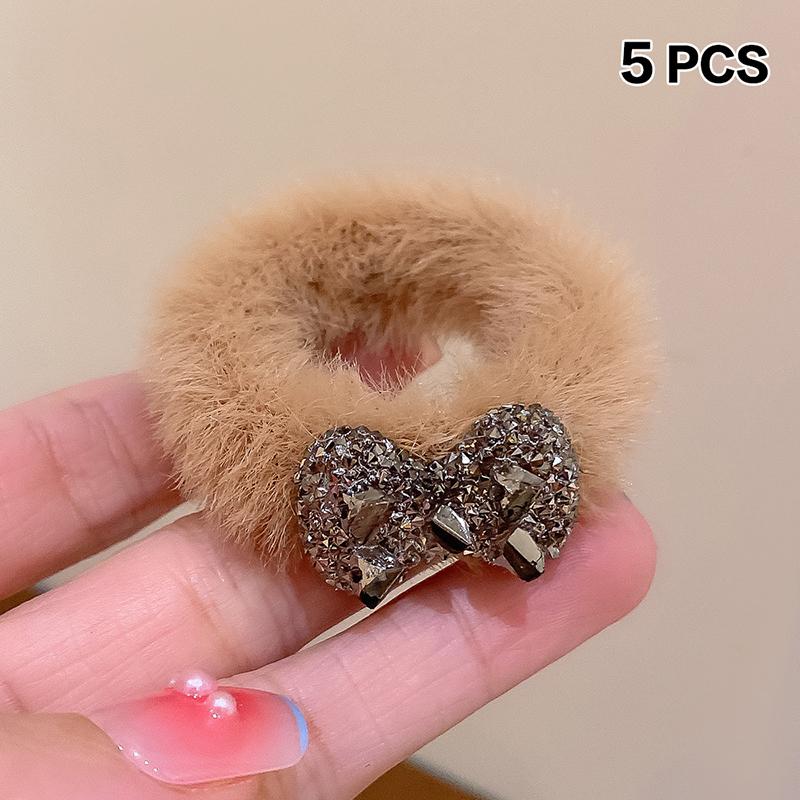 

5 шт. Резинка для девочек Веревка для волос Плюшевое кольцо для волос Высокоэластичная Прочная Веревка для волос Аксессуары