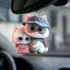 Acrylic Flat Surface Couple Cat Car Pendant With Hat Cute Decor For Auto Interior Enthusiasts