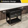 Rolling Tool Cabinet, Tool Chest with Drawers, Work Surface, Lockable, with Handle, Steel, Black