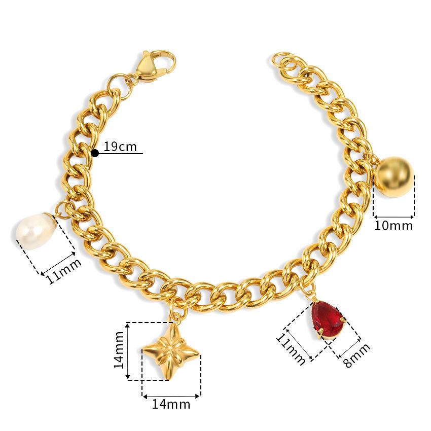 

Temperament Retro Pendant Stainless Steel Gold-Plated Sweet Wind Pendant Necklace Bracelet Female 18K