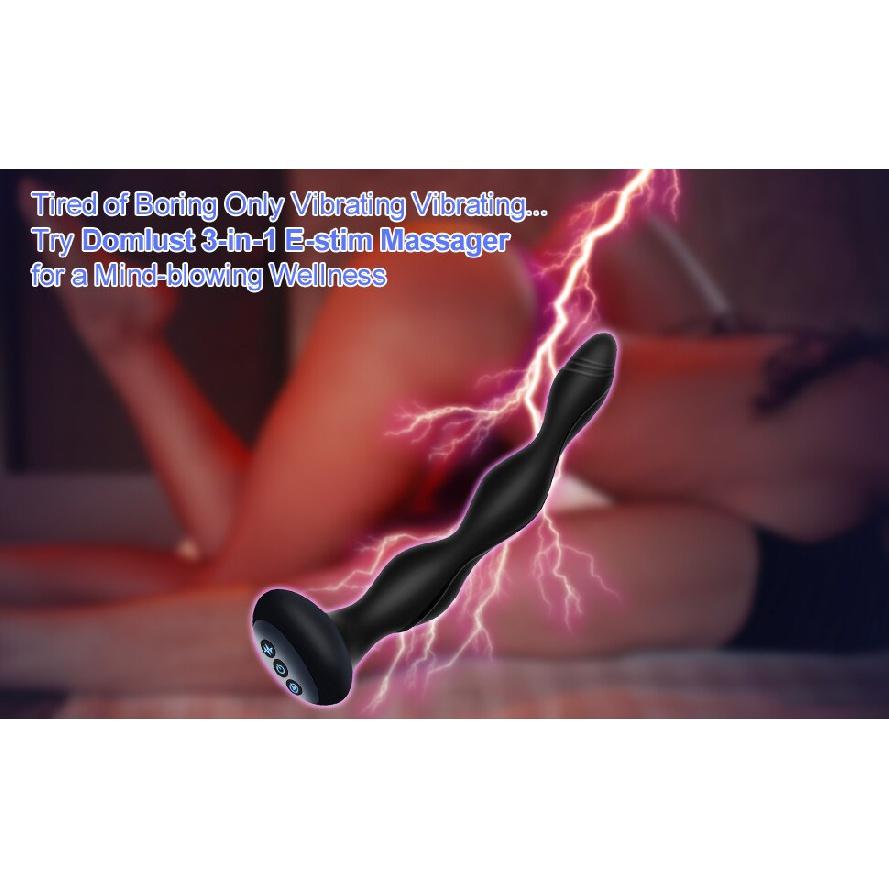 Bendable Electric Pulse Heating Prostate Massager Sex Toys 3-in-1 Anal Beads Butt Plug for Men Women Couple Adult