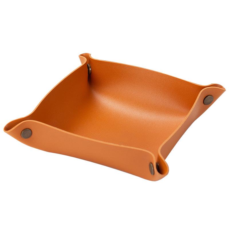 

Легкий роскошный поднос для хранения ключей, поднос для украшения стола, дверной проем, кожаный дизайнерский креативный мягкий декор Orange - Large