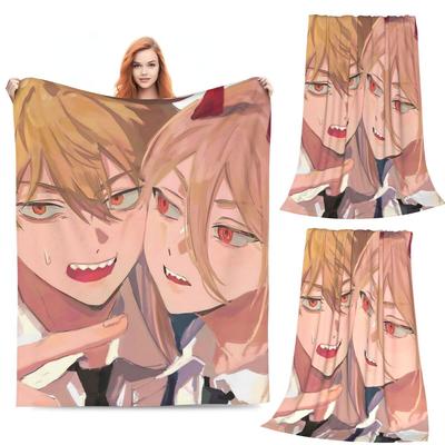 Anime Chainsaw Man Denji Decke Weich Warm Flanell Überwurfdecke Bettwäsche für Bett Wohnzimmer Picknick Reise Zuhause Sofa