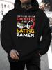 2026 Music Festival Summer New Arrival Unisex Casual Versatile Style Fashion Hoodie with Game "Eating Noodles with Headphones" Fun Print Design, Lett