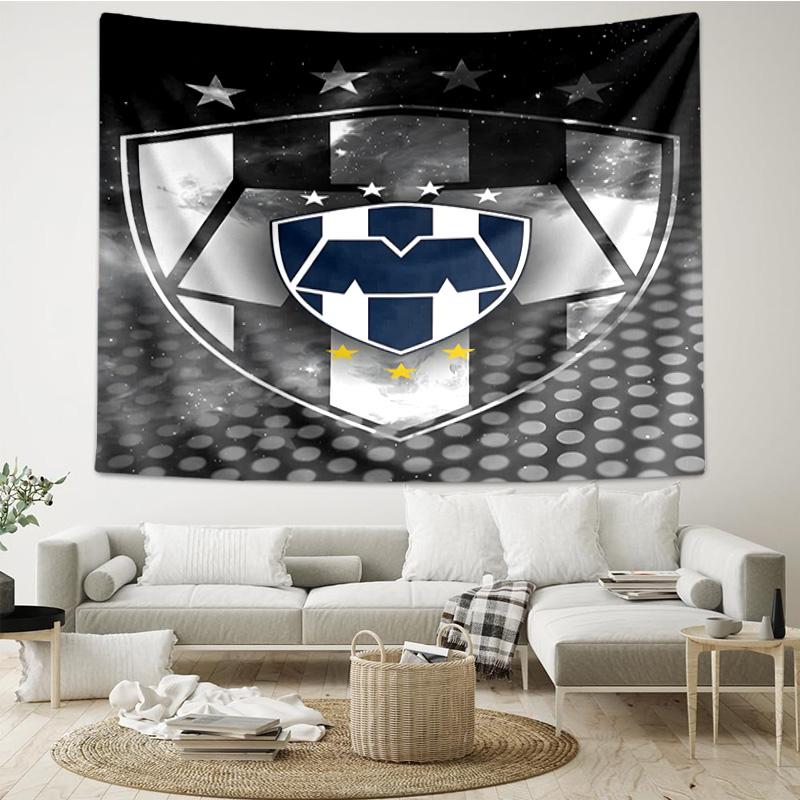 1PC Monter-rey Football Crest Art Printed Tapestry Room Decoration Wall Hanging for Living Room Bedroom, Dormitory, Birthday and Christmas Gifts