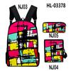 Classic Novelty Creative color blocking 3D Print 3pcs/Set School Bags Laptop Daypack Backpack Inclined shoulder bag Pencil Case