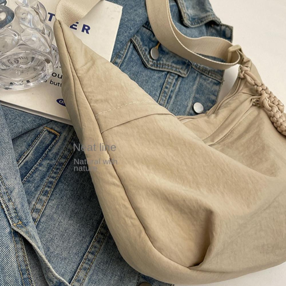Casual Canvas Crossbody Bags Simplified Large Capacity Sports Hobos Bag Lightweight Solid Dumpling Bag Men