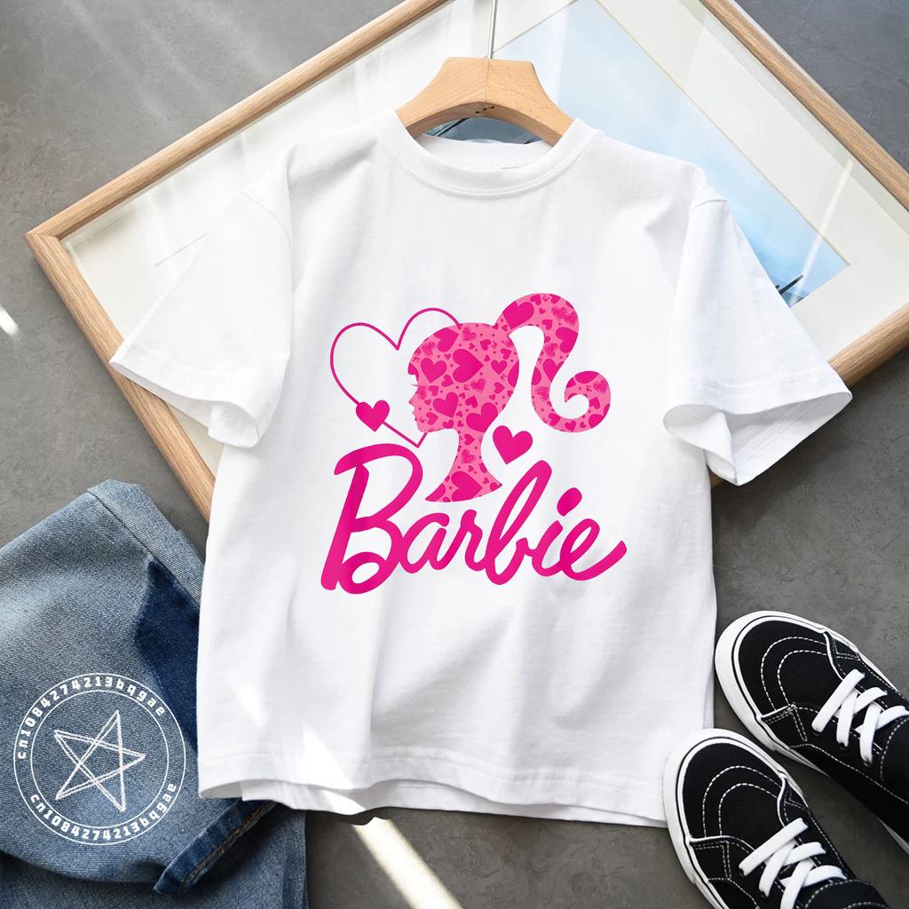 2025 Kawaii Barbie Kinder Kurzarm Anime Cartoon Mädchen Jungen Rundhals T-Shirt Weich Allround Y2K Kinderkleidung Streetwear