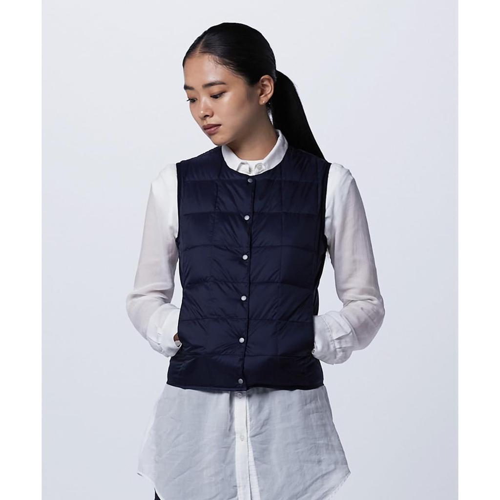 Inner Daunen Rundhals Knopf Inner Daunenweste [TAION Offiziell] Damen (TAION-W004) (Marineblau, L)