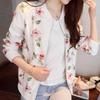 Women's Korean-Style Chiffon Sun Protection Jacket, Long Sleeve, Zipper, Printed, Loose Fit, Short Length