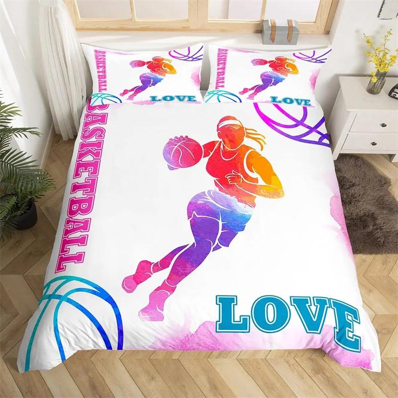 Basketball Duvet Cover Black Gold Bedding Set Black and Golden Basketball Court Design Comforter Cover Sports Games Quilt Cover