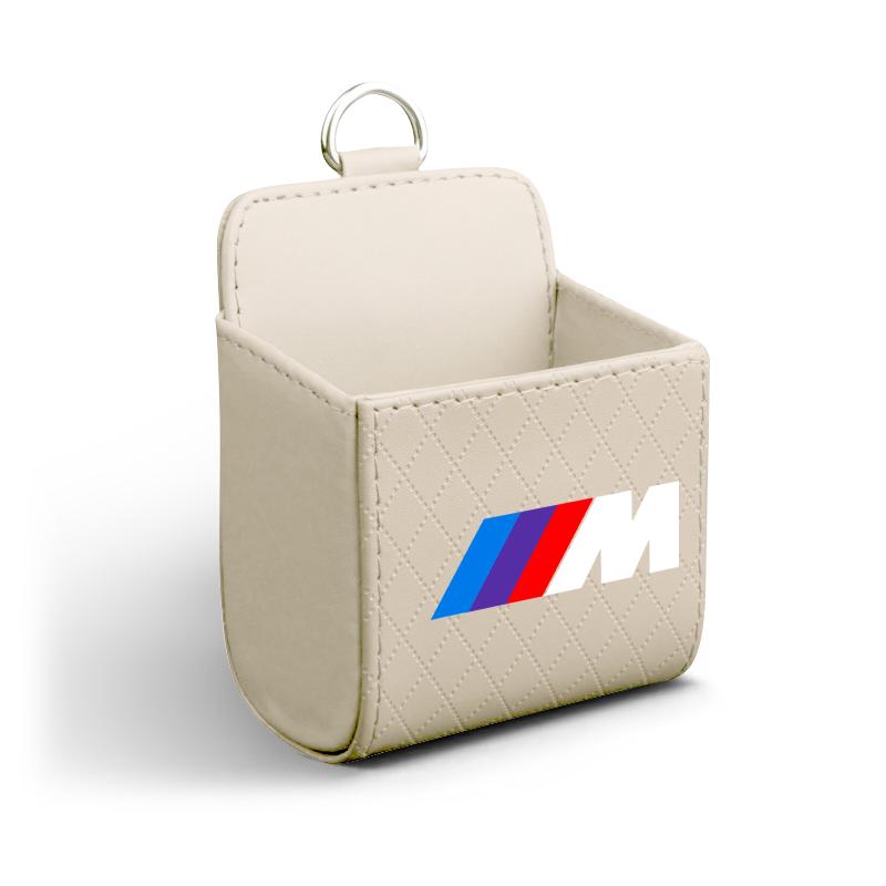 M LOGO Car Storage Bag Car Air Outlet Debris Bag Leather Organizer Box For BMW E46 E39 E90 E60 E36 F30 F10 E34 E30 F20 E92 M3 M4 M5 X3 X4 X5 X6 X7