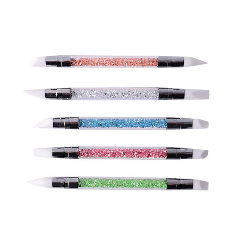 Double-Headed Silicone Nail Art Tool Set: Multifunctional Pen for Smearing, Magic Mirror Powder, Pressing, and Gradient Effects.