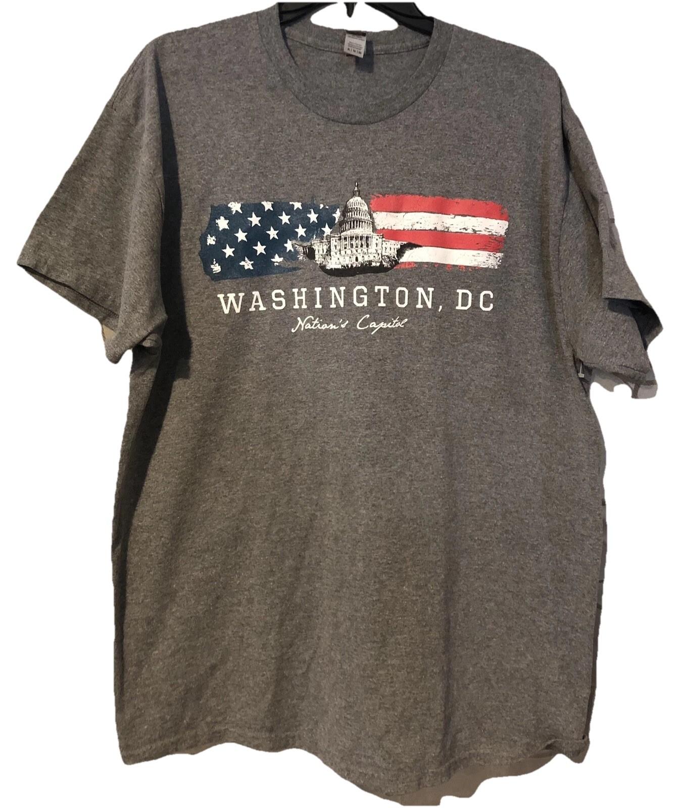 Washington DC Nations Capital T Shirt XL Gray US Flag Capitol Building Graphic Unisex T-Shirt L