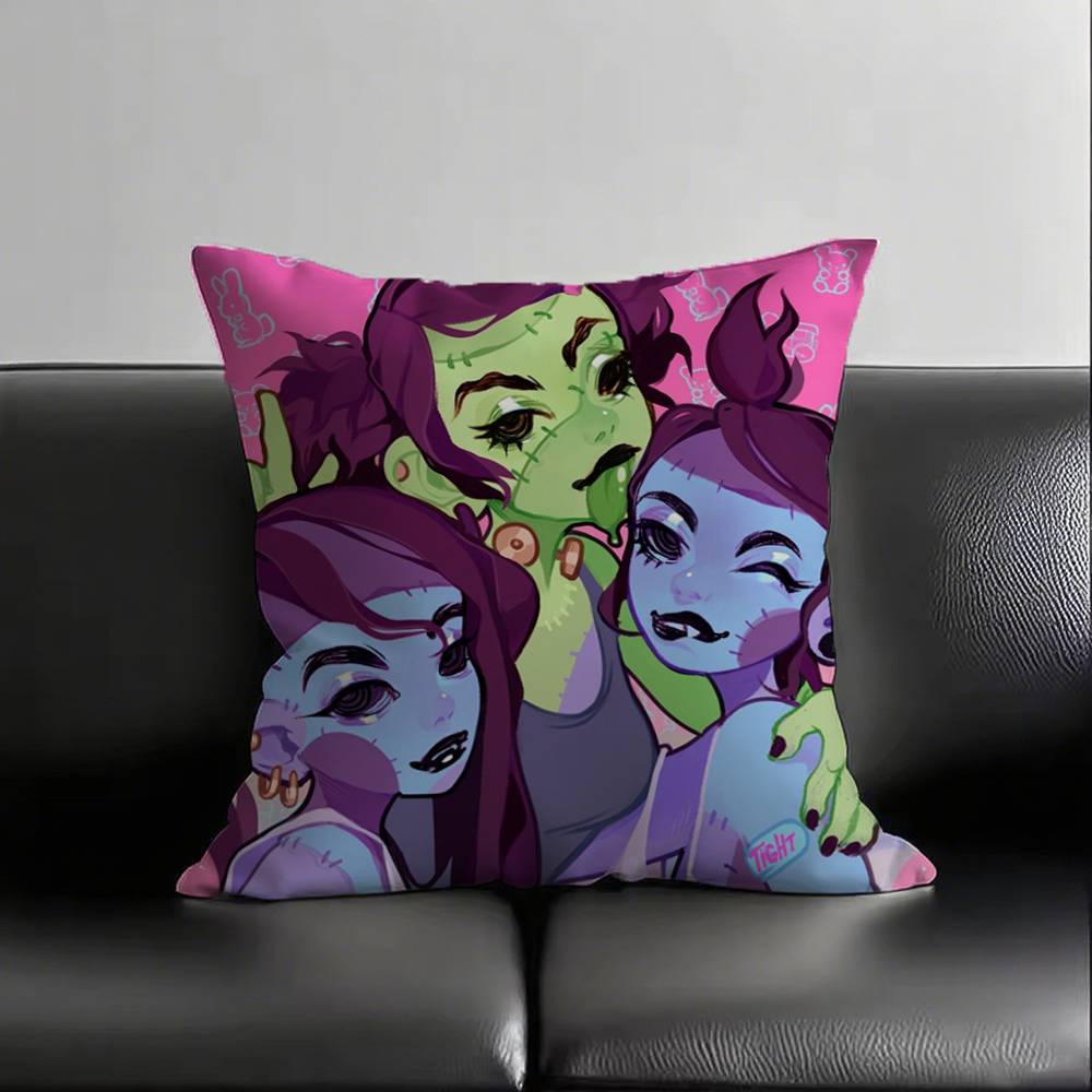 1pc New Pop FRANKENSTEIN GIRLS Pillow Case Square Bedroom Sofa Leisure Comfort Cushion Car Living Room Home Decoration